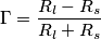 \Gamma=\frac{R_l-R_s}{R_l+R_s}