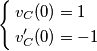 \left\{ \begin{align} & {{v}_{C}}(0)=1 \\ & v_{C}^{\prime}(0)=-1 \\ \end{align} \right