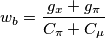 w_b = {{g_x+g_\pi}\over{C_\pi + C_\mu}}