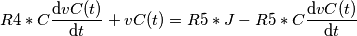 R4*C\frac{\mathrm{d}vC(t) }{\mathrm{d} t}+vC(t)=R5*J-R5*C\frac{\mathrm{d} vC(t)}{\mathrm{d} t}