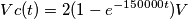 Vc(t)=2(1-e^{-150000t}) V Vc(t)=2(1-e^{-150000t}) V