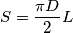 S=\frac{\pi D}{2}L