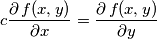 c\frac{\partial\,f(x,y)}{\partial x}=\frac{\partial\,f(x,y)}{\partial y}