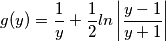 g(y)=\frac{1}{y}+\frac{1}{2}ln\left | \frac{y-1}{y+1} \right |