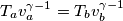 T_{a}v_{a}^{\gamma{}-1}=T_{b}v_{b}^{\gamma{}-1} T_{a}v_{a}^{\gamma{}-1}=T_{b}v_{b}^{\gamma{}-1}