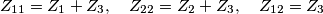 Z_{11} = Z_1+Z_3,\quad Z_{22} = Z_2+Z_3,\quad Z_{12} = Z_3