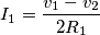 I_1=\frac{v_1-v_2}{2R_1} I_1=\frac{v_1-v_2}{2R_1}