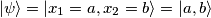 |\psi \rangle = |x_1=a,x_2=b \rangle = |a,b \rangle |\psi \rangle = |x_1=a,x_2=b \rangle = |a,b \rangle