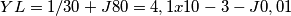 YL=1/30+J80 = 4,1 x 10-3 - J0,01