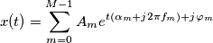 x(t)=\sum\limits_{m=0}^{M-1}A_m e^{t(\alpha_m+j 2\pi f_m)+j\varphi_m}