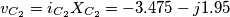 \[v_{C_2}=i_{C_2}X_{C_2}=-3.475-j1.95\]
