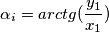 \alpha_i = arctg(\frac{y_1}{x_1})