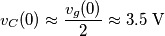 {{v}_{C}}(0)\approx \frac{{{v}_{g}}(0)}{2}\approx 3.5\,\,\text{V} {{v}_{C}}(0)\approx \frac{{{v}_{g}}(0)}{2}\approx 3.5\,\,\text{V}