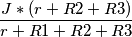 \frac{J*(r+R2+R3)}{r+R1+R2+R3}