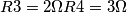 \[R3 = 2 \Omega 
R4 = 3\Omega \]