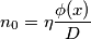 n_0=\eta\frac{\phi(x)}{D} n_0=\eta\frac{\phi(x)}{D}