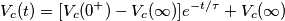 V_c(t)=[V_c(0^+)-V_c(\infty)]e^{-t/\tau}+V_c(\infty)