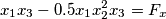x_1x_3-0.5x_1x_2^2x_3=F_x x_1x_3-0.5x_1x_2^2x_3=F_x