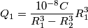 Q_{1} = \frac{10^{-8}C}{R_{1}^{3} - R_{2}^{3}} R_{1}^{3}