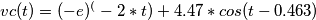 vc(t)=(-e)^(-2*t)+4.47*cos(t-0.463) vc(t)=(-e)^(-2*t)+4.47*cos(t-0.463)