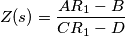 Z(s)=\frac{AR_1-B}{CR_1-D}