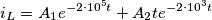 i_L = A_1e^{-2\cdot 10^5t} + A_2te^{-2\cdot10^3t}}