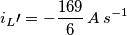 i_L \prime = -\frac{169}{6} \,A\,s^{-1}