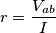 r= \frac{V_{ab}}{I} r= \frac{V_{ab}}{I}