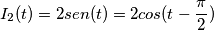 I_{2}(t)=2sen(t)=2cos(t-\frac{\pi}{2})