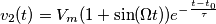v_2(t)=V_m(1+\sin(\Omega t))e^{- \frac{t-t_0}{\tau}} v_2(t)=V_m(1+\sin(\Omega t))e^{- \frac{t-t_0}{\tau}}