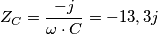 Z_C=\frac {-j}{\omega \cdot C}=-13,3j Z_C=\frac {-j}{\omega \cdot C}=-13,3j