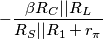 -\frac{\beta R_C||R_L}{R_S||R_1 + r_{\pi}}