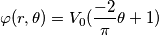 \varphi (r,\theta)=V_0(\frac{-2}{\pi}\theta + 1)