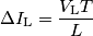 \Delta I_\text{L}=\frac{V_\text{L} T}{L} \Delta I_\text{L}=\frac{V_\text{L} T}{L}
