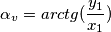 \alpha_v = arctg(\frac{y_1}{x_1})