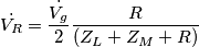 \dot{V_R}=\frac{\dot{V_g}}{2}\frac{R}{(Z_L+Z_M+R)} \dot{V_R}=\frac{\dot{V_g}}{2}\frac{R}{(Z_L+Z_M+R)}