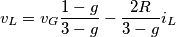 {{v}_{L}}={{v}_{G}}\frac{1-g}{3-g}-\frac{2R}{3-g}{{i}_{L}} {{v}_{L}}={{v}_{G}}\frac{1-g}{3-g}-\frac{2R}{3-g}{{i}_{L}}