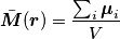 \bar{\boldsymbol{M}}(\boldsymbol{r}) = \frac{\sum_i \boldsymbol{\mu}_i}{V}
