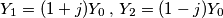 Y_1 = (1+j)Y_{0} \, , \, Y_2 = (1 -j)Y_{0} Y_1 = (1+j)Y_{0} \, , \, Y_2 = (1 -j)Y_{0}