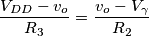 {V_{DD} - v_o \over R_3} = {v_o - V_\gamma \over R_2}