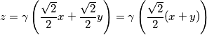 z=\gamma\left(\frac{\sqrt{2}}{2}x+\frac{\sqrt{2}}{2}y\right)=\gamma\left(\frac{\sqrt{2}}{2}(x+y)\right)