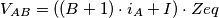 V_{AB} = ((B+1) \cdot i_A + I) \cdot Z{eq}