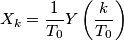 X_k = \frac{1}{T_0} Y\left( \frac{k}{T_0} \right) X_k = \frac{1}{T_0} Y\left( \frac{k}{T_0} \right)