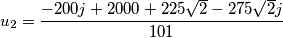u_2  =\frac{-200j + 2000 + 225\sqrt2 - 275\sqrt2j } {101}
