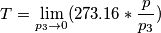 T = \lim_{p_3 \to 0}(273.16 * \frac{p}{p_3}) T = \lim_{p_3 \to 0}(273.16 * \frac{p}{p_3})