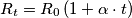 R_{t}=R_{0}\left ( 1+\alpha \cdot t \right )