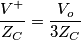\frac{V^+}{Z_C}=\frac{V_o}{3Z_C} \frac{V^+}{Z_C}=\frac{V_o}{3Z_C}