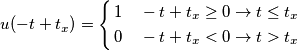 u(-t+t_{x})=\left\{ \begin{align}
  & 1\quad -t+t_{x}\ge 0\to t\le t_{x} \\ 
 & 0\quad -t+t_{x}<0\to t>t_{x} \\ 
\end{align} \right.