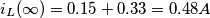 \[i_L(\infty )= 0.15+0.33=0.48A\]