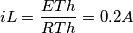 iL= \frac {ETh}{RTh} =0.2A